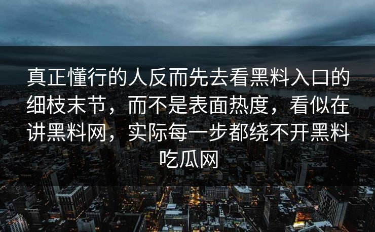 真正懂行的人反而先去看黑料入口的细枝末节，而不是表面热度，看似在讲黑料网，实际每一步都绕不开黑料吃瓜网