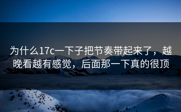 为什么17c一下子把节奏带起来了，越晚看越有感觉，后面那一下真的很顶