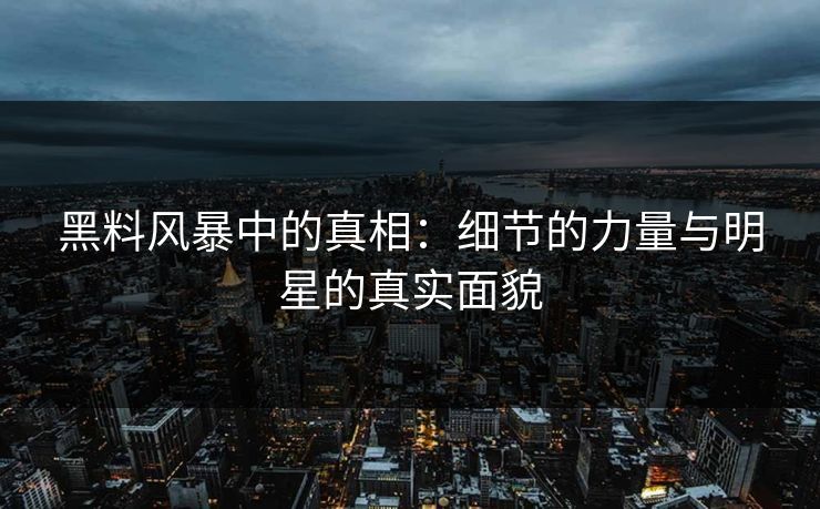 黑料风暴中的真相:细节的力量与明星的真实面貌