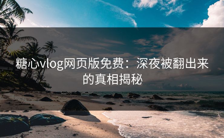 糖心vlog网页版免费：深夜被翻出来的真相揭秘
