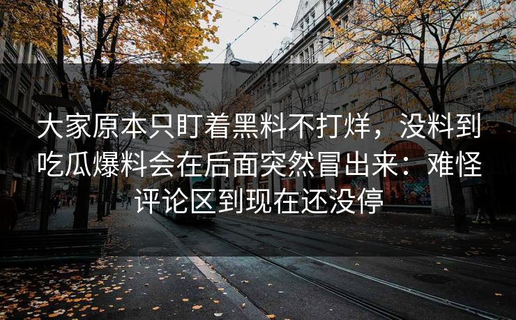 大家原本只盯着黑料不打烊,没料到吃瓜爆料会在后面突然冒出来:难怪评论区到现在还没停