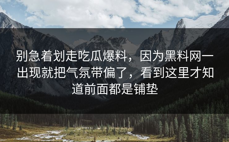 别急着划走吃瓜爆料，因为黑料网一出现就把气氛带偏了，看到这里才知道前面都是铺垫