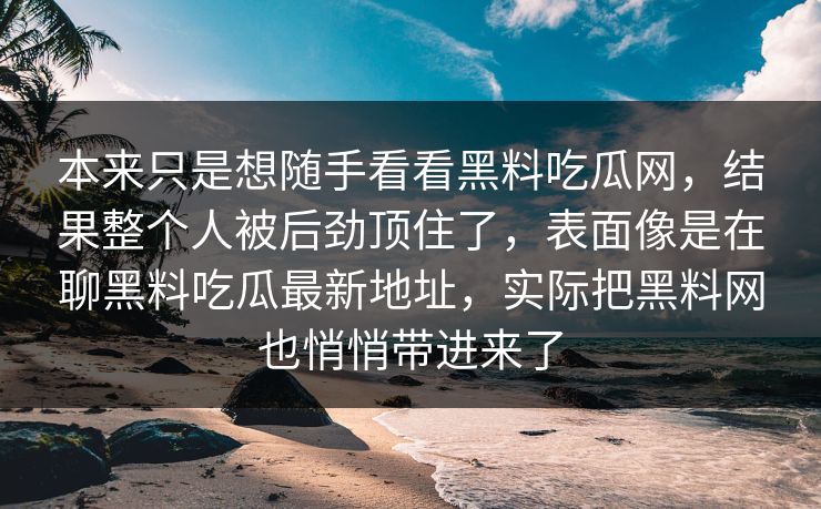 本来只是想随手看看黑料吃瓜网,结果整个人被后劲顶住了,表面像是在聊黑料吃瓜最新地址,实际把黑料网也悄悄带进来了