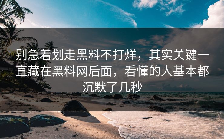 别急着划走黑料不打烊,其实关键一直藏在黑料网后面,看懂的人基本都沉默了几秒