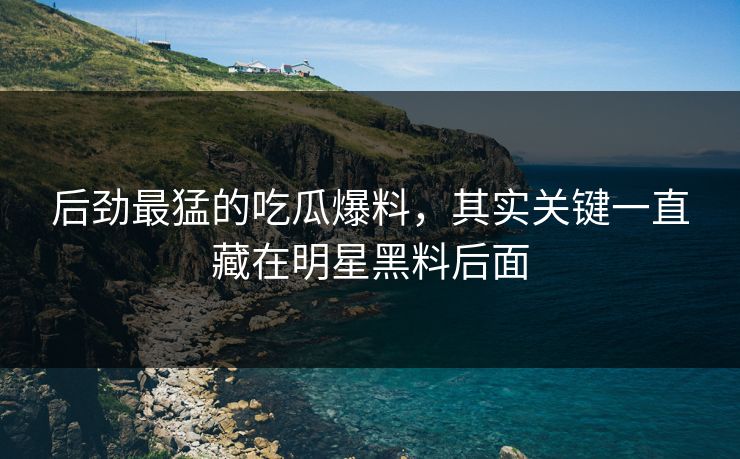 后劲最猛的吃瓜爆料，其实关键一直藏在明星黑料后面