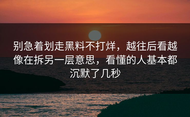 别急着划走黑料不打烊，越往后看越像在拆另一层意思，看懂的人基本都沉默了几秒