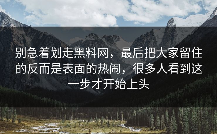 别急着划走黑料网,最后把大家留住的反而是表面的热闹,很多人看到这一步才开始上头